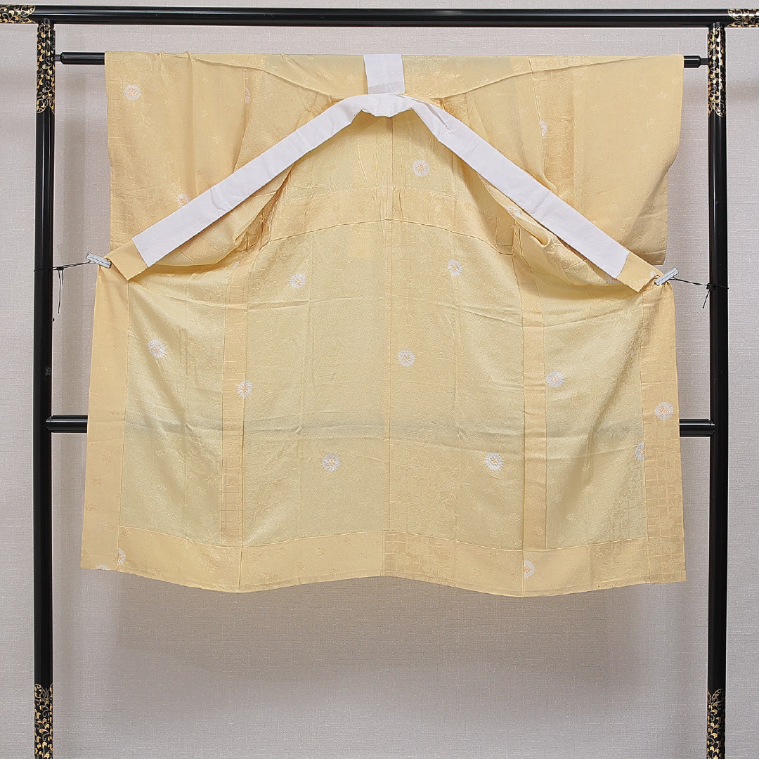 長襦袢 無双袖 身丈122cm 裄丈61cm 正絹 Aランク Sサイズ 鹿の子柄 黄系 RP 1239-16480