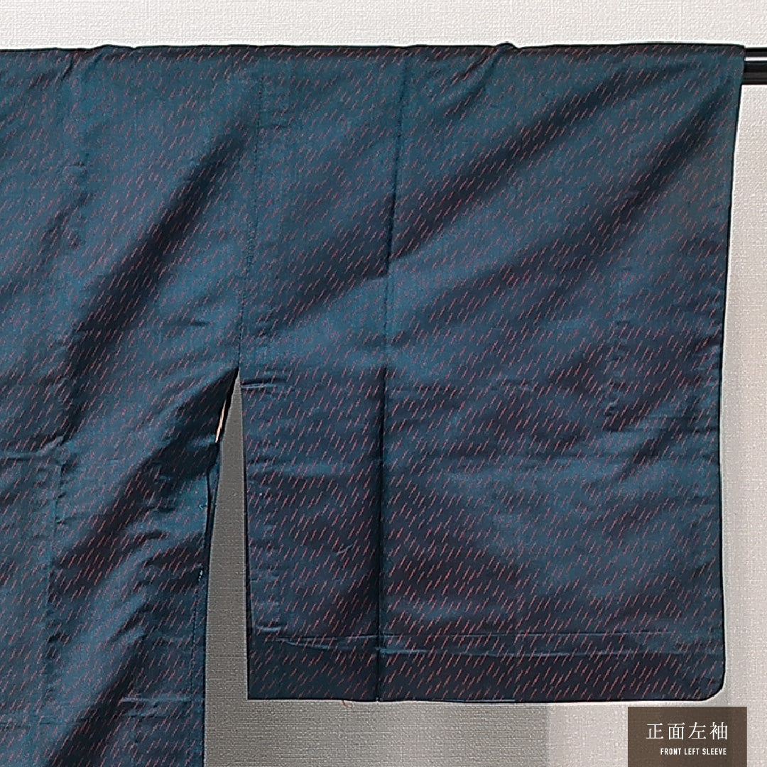 道行コート 袷 身丈128cm 裄丈65cm 正絹 Dランク セミフォーマル Mサイズ ポケットあり 創作柄 紺系 LP 1237-15291