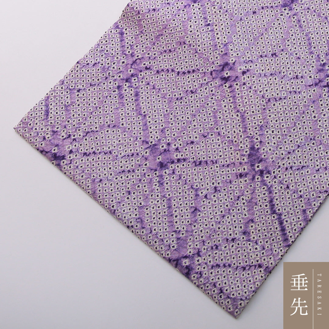 九寸名古屋帯 帯丈341cm カジュアル 名古屋仕立て 全通 Cランク 正絹 絞り柄 紫系 1224-03498