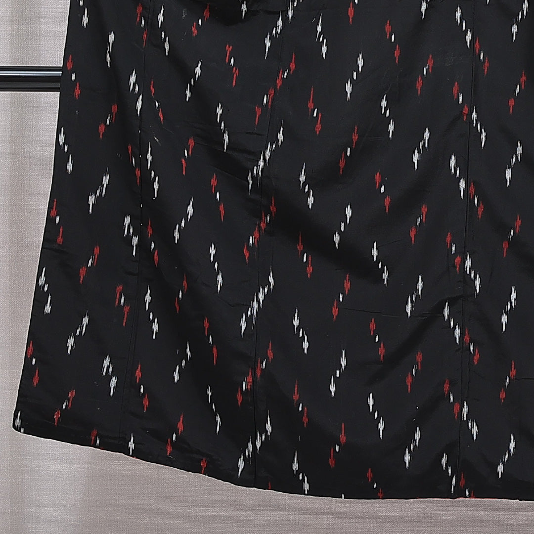 アンティーク お召 袷 身丈143cm 裄丈62cm 正絹 Bランク XSサイズ バチ衿 創作柄 黒系 1265-15967