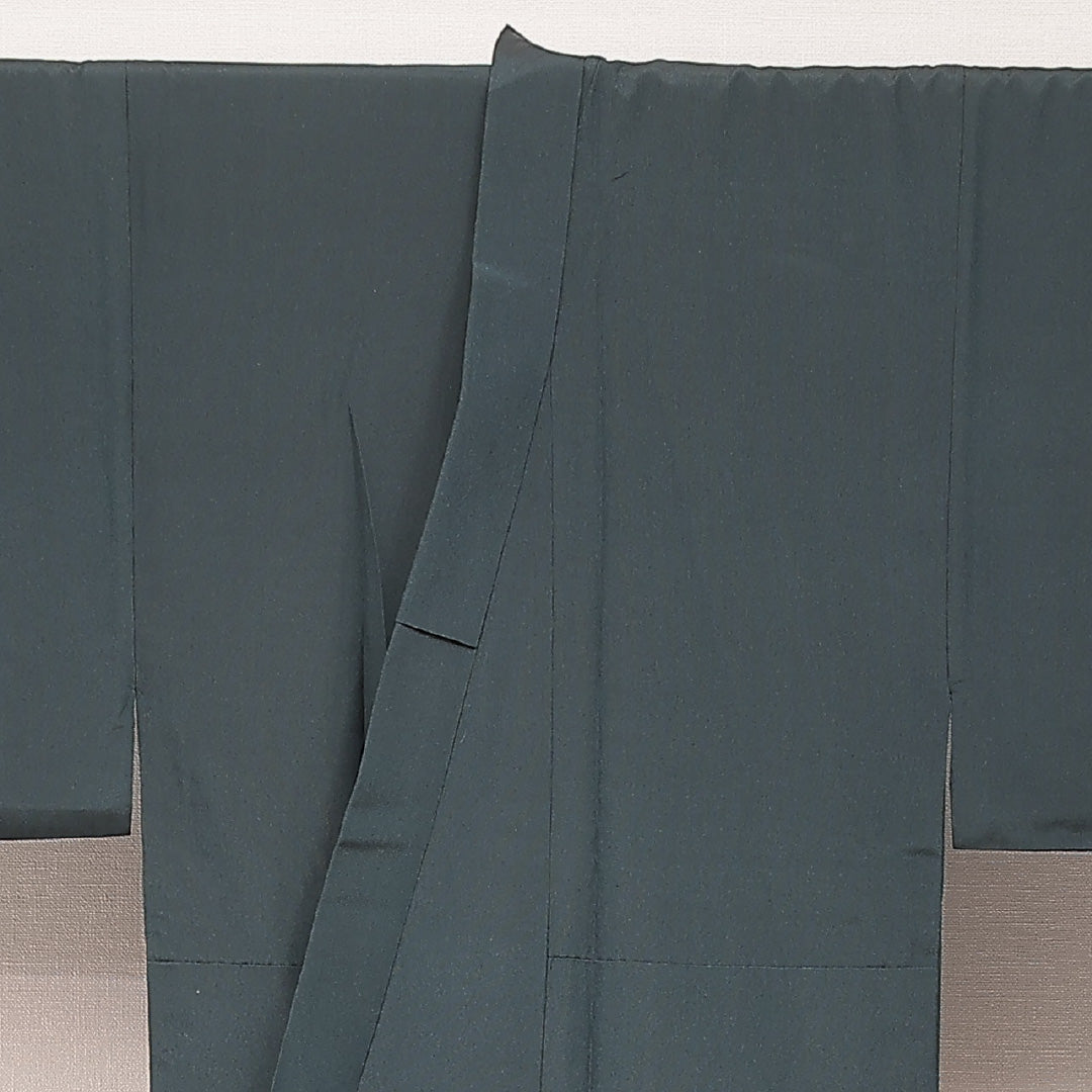 男着物 袷 身丈152cm 裄丈68cm 正絹 Dランク カジュアル 棒衿 XLサイズ 無地 紺系 HP 1224-16898