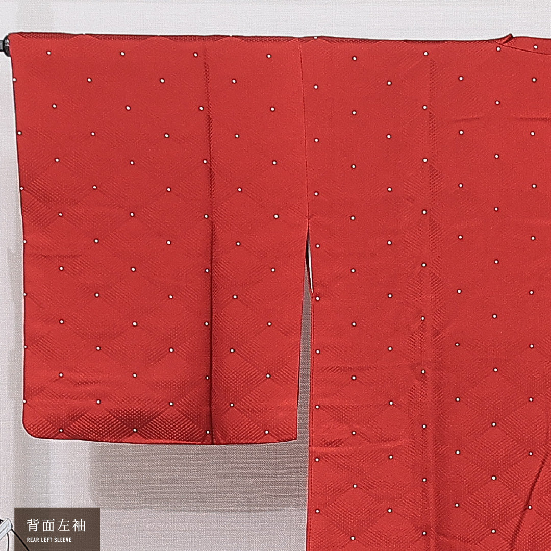 道行コート 袷 身丈82cm 裄丈66cm 正絹 Sランク セミフォーマル Mサイズ 抽象柄 赤系 RP 1237-16799