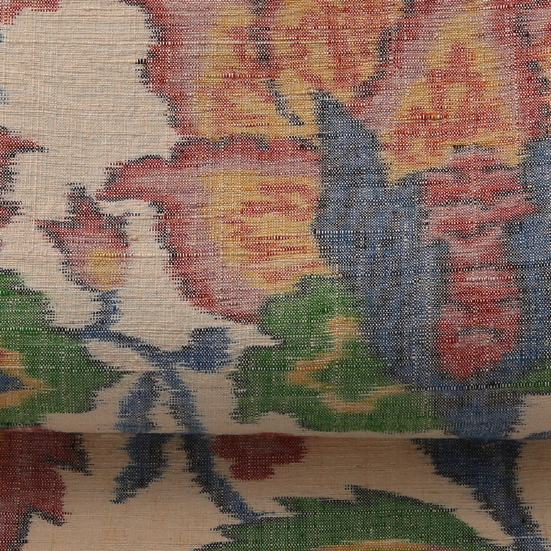 袋帯 帯丈428cm セミフォーマル 全通 Cランク 正絹 植物柄 クリーム系 1223-01882