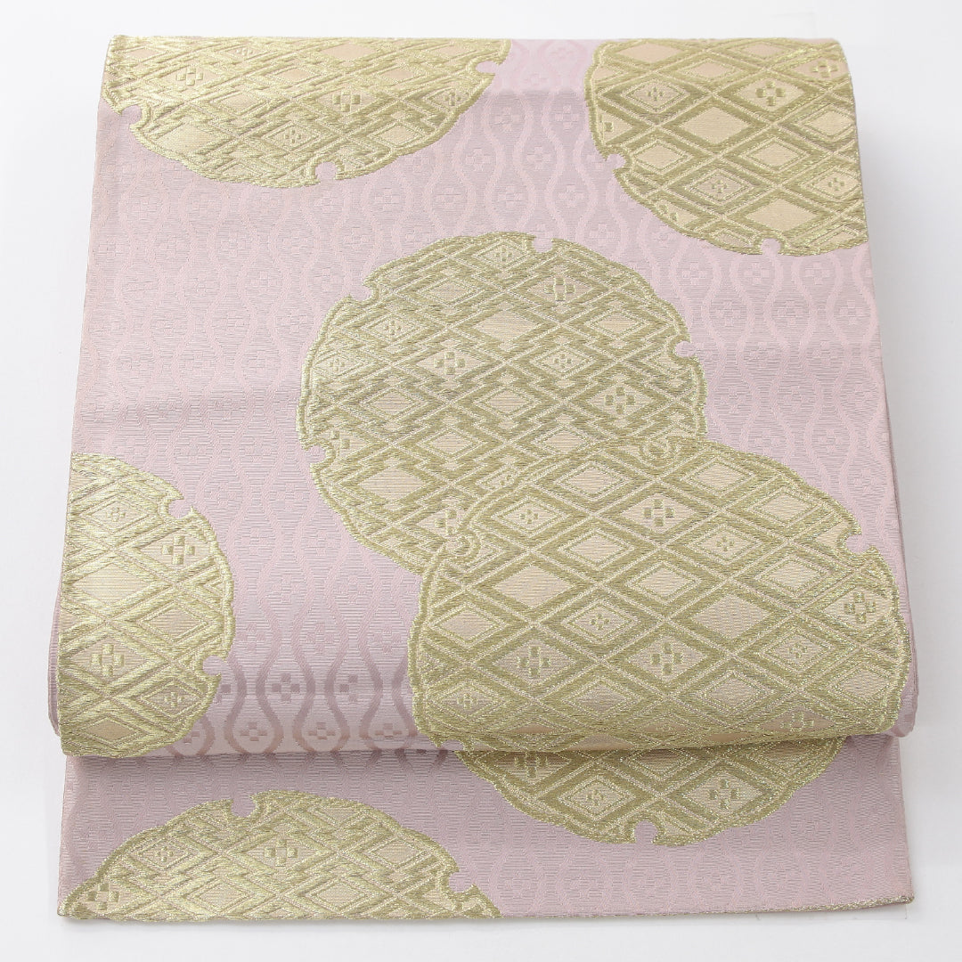 袋帯 帯丈400cm フォーマル 六通 Aランク 正絹 雪輪 ピンク系 1223-02249