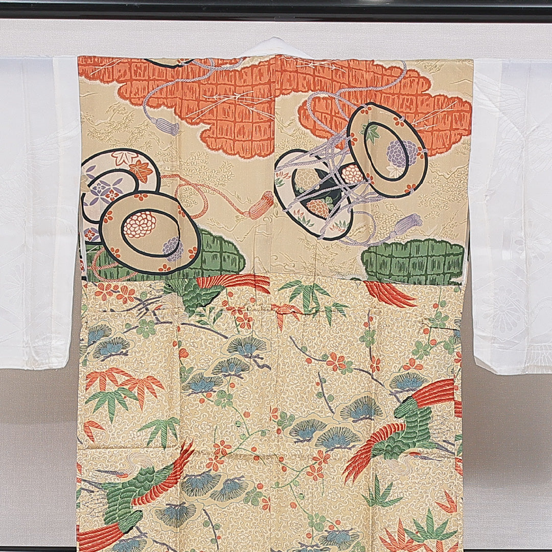 長襦袢 無双袖 身丈127cm 裄丈62cm 正絹 Cランク Mサイズ 鼓 ベージュ系 1229-16714