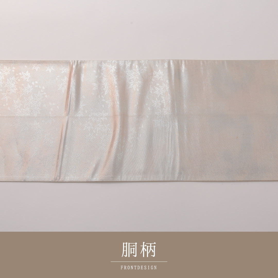 袋帯 帯丈422cm 正絹 ポイント柄 セミフォーマル 童 落款 銀系 ピンク系 1243-01877