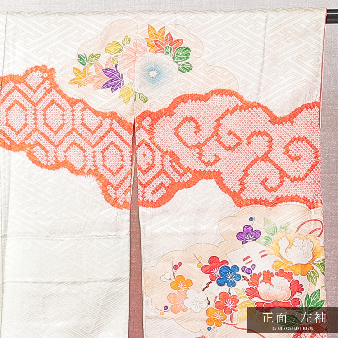 振袖 袷 身丈154cm 裄丈63cm フォーマル Cランク Sサイズ 正絹 広衿 牡丹 金駒刺繍 1213-F0701