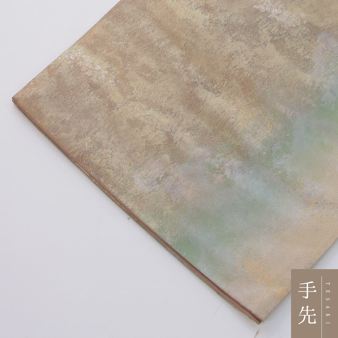 袋帯 帯丈432cm 大原の里 セミフォーマル ポイント柄 Sランク 正絹 風景柄 作家物 落款 金系 1223-02328