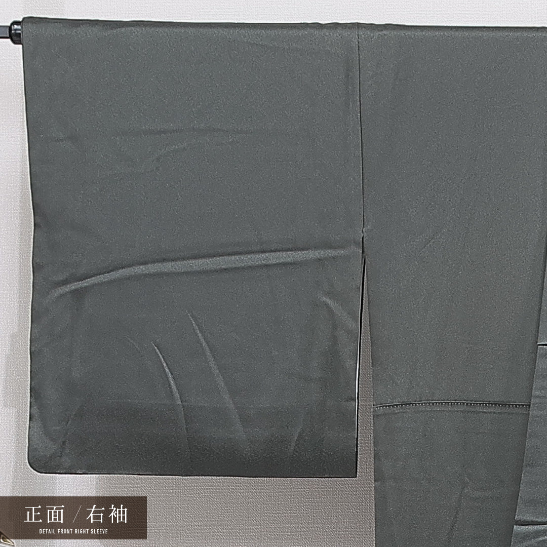 付下げ 袷 身丈166cm 裄丈69cm 正絹 Sランク インフォーマル 広衿 XLサイズ 鶴 葡萄 上品 落ち着き 緑系 M4 1218-15499