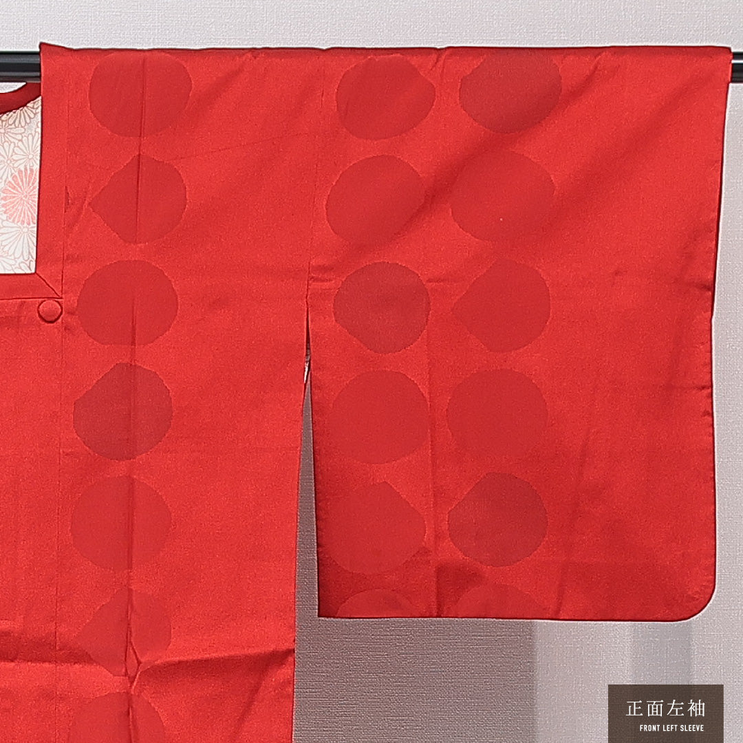 道行コート 袷 身丈80cm 裄丈64cm 正絹 Sランク セミフォーマル Mサイズ 抽象柄 赤系 RP 1237-16795