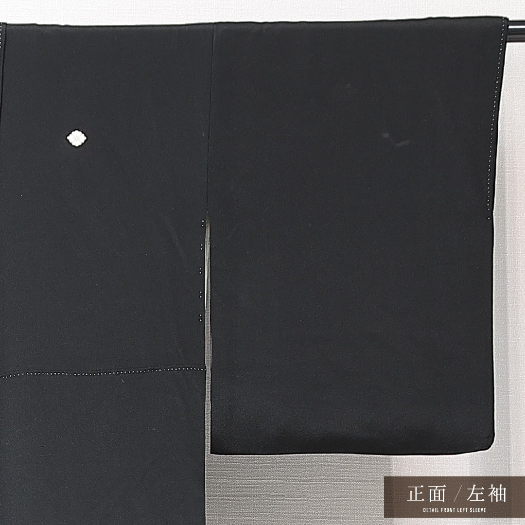 黒留袖 袷 身丈156cm 裄丈62cm 五つ紋 菊菱 フォーマル Cランク Mサイズ 正絹 比翼仕立て 広衿 菊 刺繍 1211-F0699
