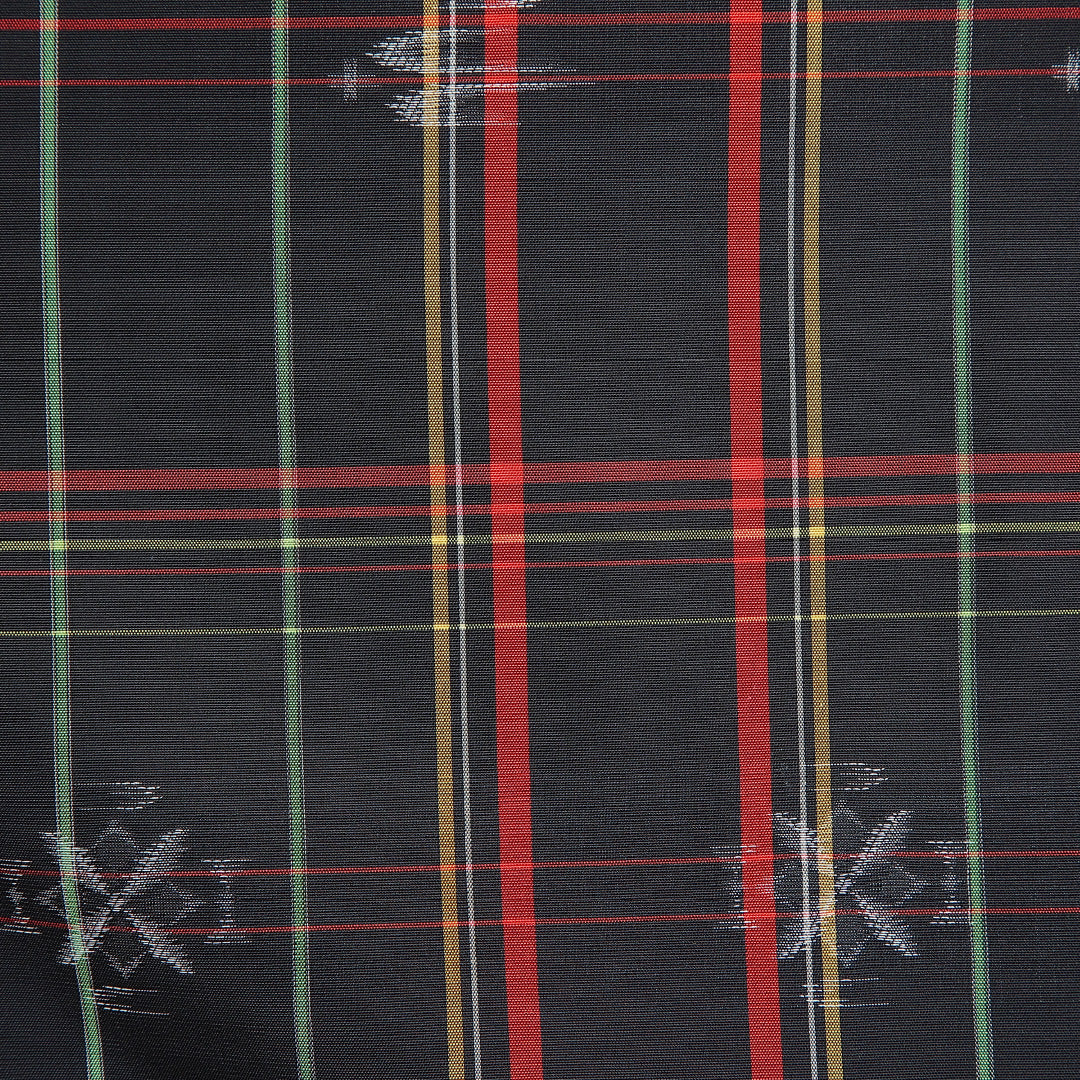 小紋 洗える着物 袷 身丈161cm 裄丈64cm ポリエステル Cランク Lサイズ バチ衿 インフォーマル 格子 黒系 1215-16370