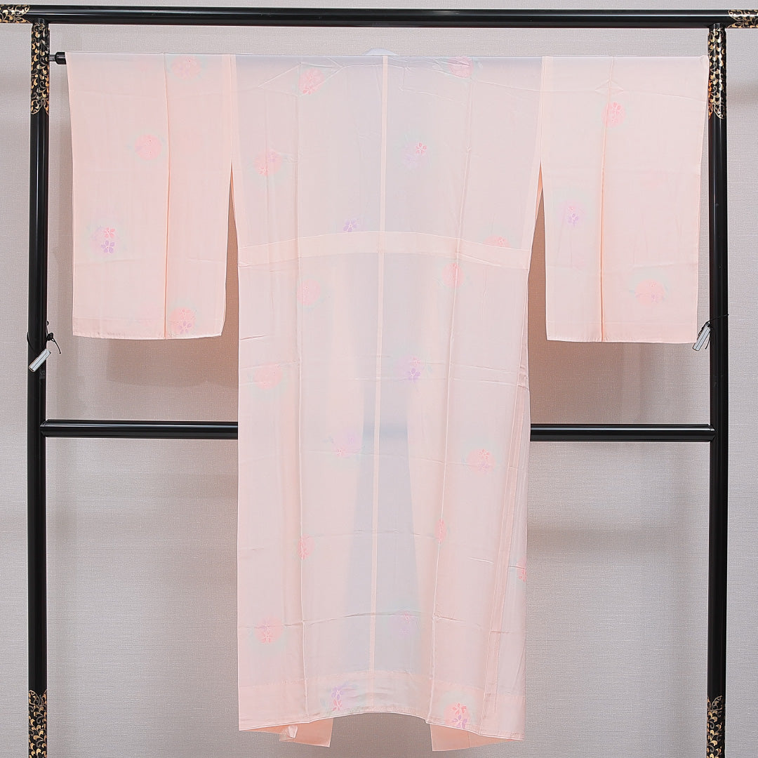 長襦袢 無双袖 身丈141cm 裄丈65cm 正絹 Sランク 3XLサイズ 桜 ピンク系 RP 1239-16605