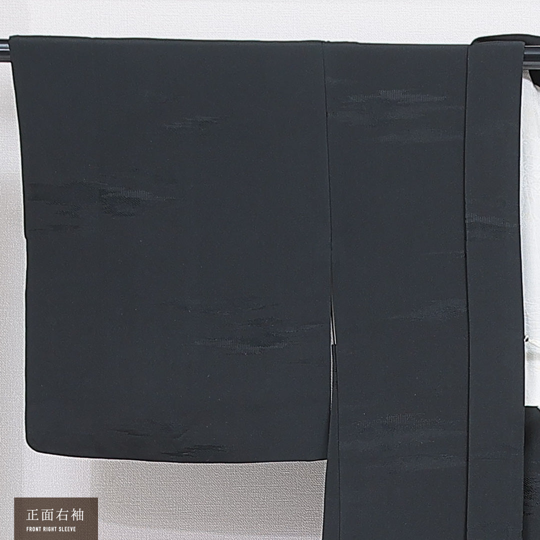 黒羽織 袷 身丈80cm 裄丈64cm 正絹 Aランク 一つ紋 (五三桐) セミフォーマル Mサイズ 無地 黒系 RP 1233-16830