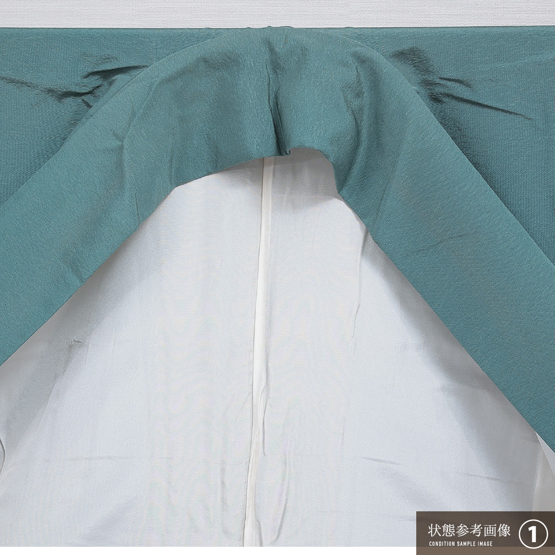 付下げ 袷 身丈169cm 裄丈68cm 正絹 Sランク インフォーマル 広衿 XLサイズ ぼかし染 刺繍 作家物 落款 東海道五十三次 緑系 M4 1218-15924