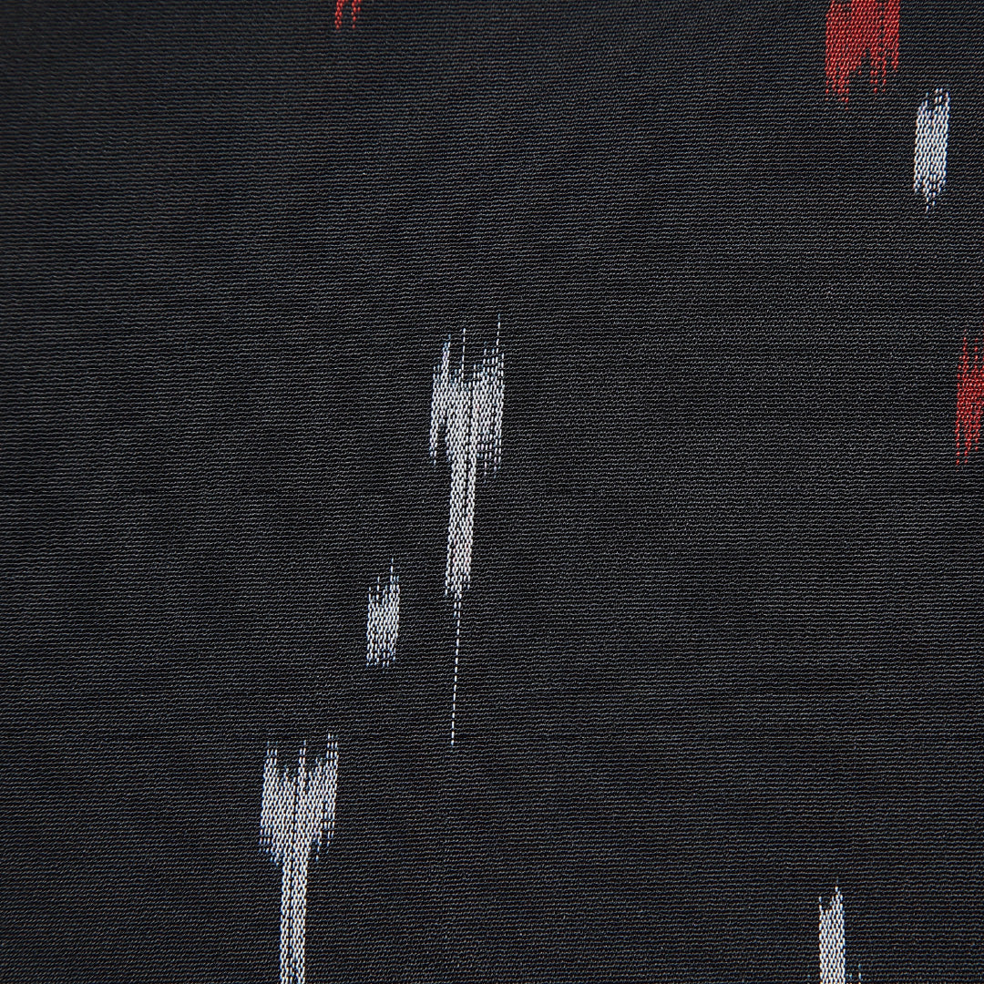 アンティーク お召 袷 身丈143cm 裄丈62cm 正絹 Bランク XSサイズ バチ衿 創作柄 黒系 1265-15967