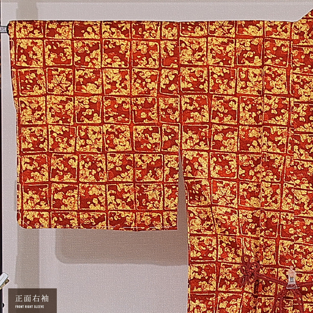 洗える着物 道中着 袷 身丈81cm 裄丈65cm ポリエステル Aランク セミフォーマル Mサイズ 格子 クリーム系 HP 1236-15167