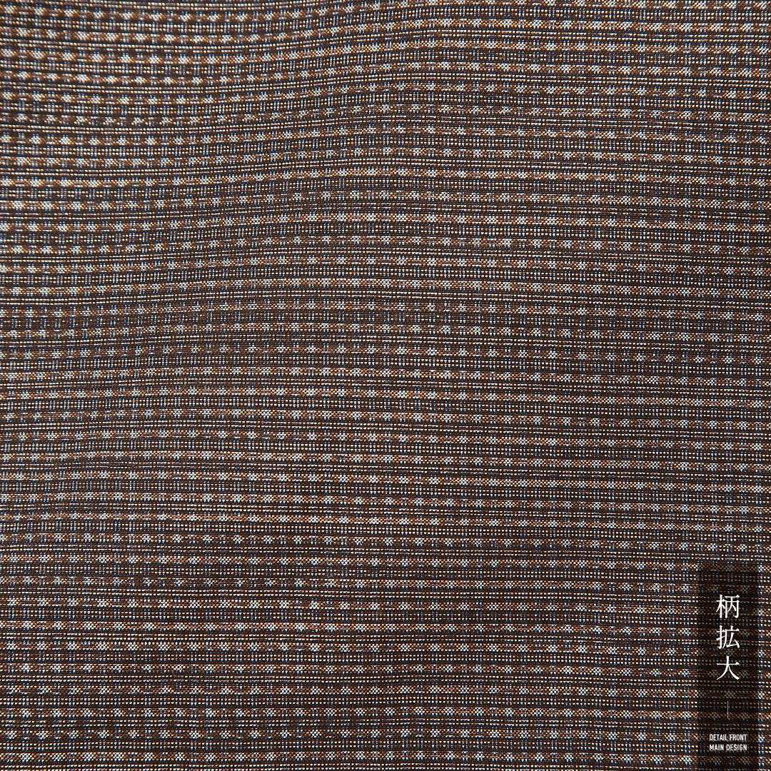 男着物 袷 身丈134cm 裄丈65cm 正絹 Cランク カジュアル 棒衿 XSサイズ 抽象柄 茶系 LP 1224-16887