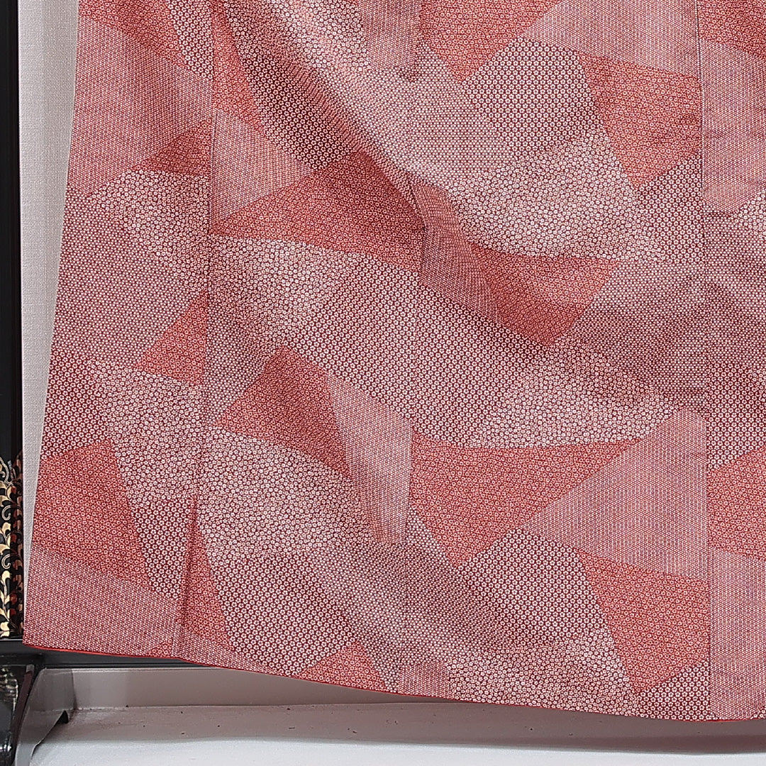 江戸小紋（寄せ柄） 洗える着物 袷 身丈164cm 裄丈67cm ポリエステル Aランク Lサイズ 広衿 インフォーマル 赤系 1262-16227