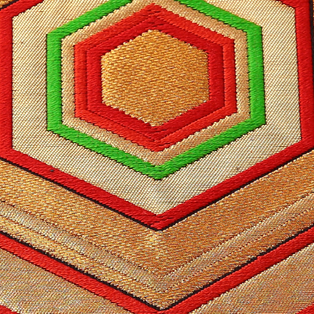 アンティーク 袋帯 帯丈424cm 六通 Aランク 正絹 亀甲 黒系 1223-01999