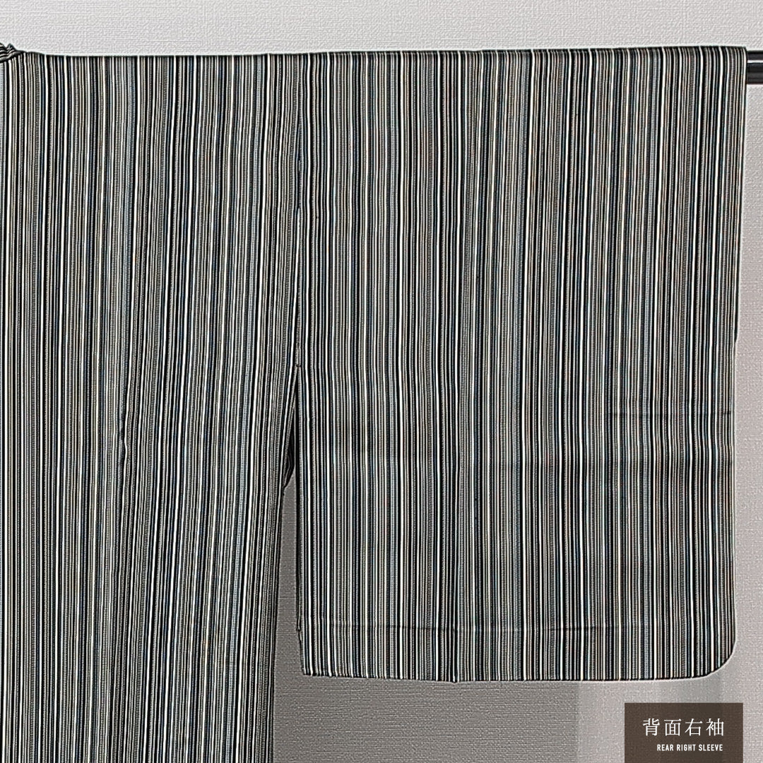 道行コート 単衣 身丈123cm 裄丈63cm 正絹 Cランク セミフォーマル Sサイズ 縞 多色系 LP 1237-15269