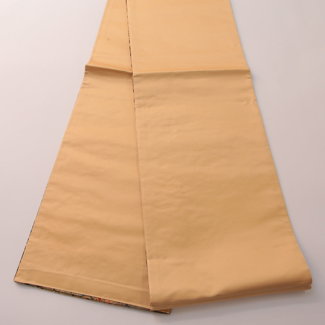 袋帯 帯丈428cm フォーマル 六通 Sランク 正絹 唐華 金系 黒系 1223-01899