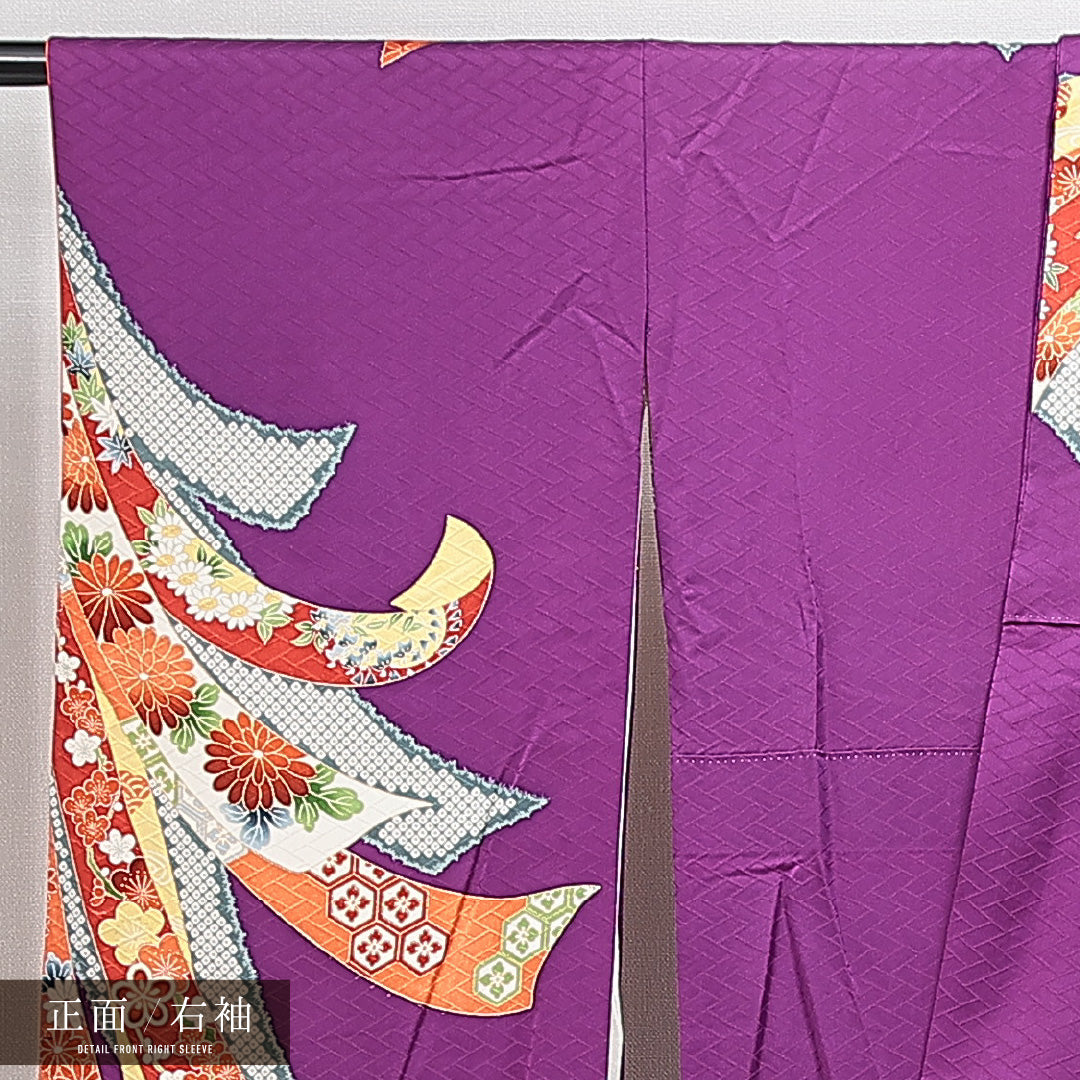 振袖 袷 身丈156cm 裄丈65cm フォーマル Sランク Mサイズ 正絹 広衿 吉祥文様 金駒刺繍 1213-F0629