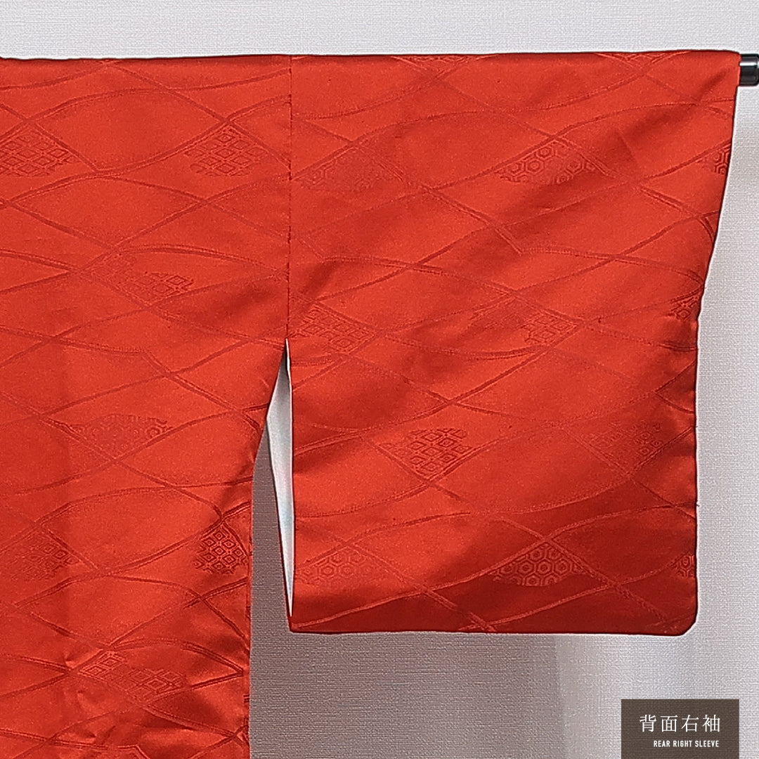 洗える着物 道行コート 袷 身丈82cm 裄丈65cm ナイロン Sランク セミフォーマル Mサイズ 吉祥文様 緑系 RP 1237-16130