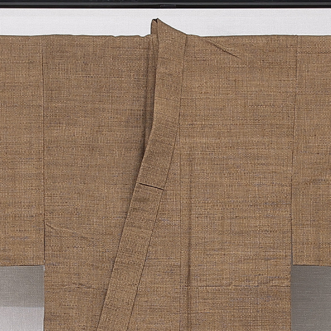 男着物 単衣 身丈135cm 裄丈66cm 正絹 Sランク カジュアル 棒衿 Sサイズ 無地 茶系 M4 1224-15767