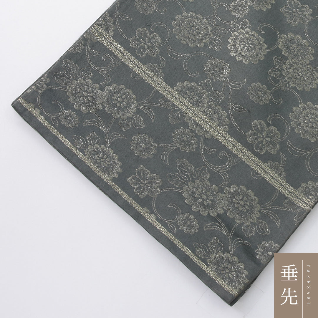 袋帯 帯丈420cm セミフォーマル 六通 帯芯なし Aランク 正絹 唐菊 緑系 1223-02248