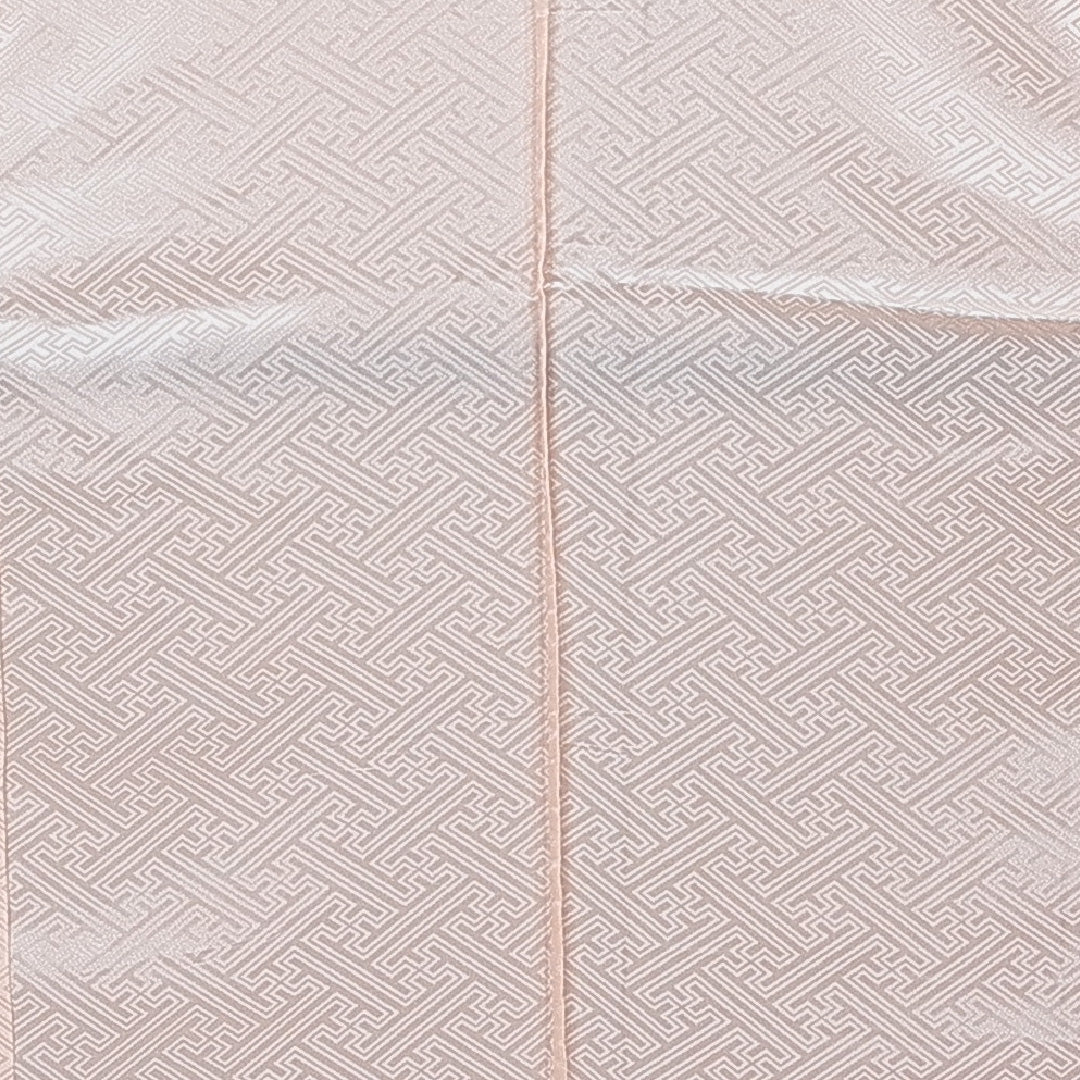 訪問着 洗える着物 単衣 身丈163cm 裄丈63cm ポリエステル Aランク Lサイズ バチ衿 セミフォーマル 紋意匠 紗綾形 流水 ピンク系 1212-15674