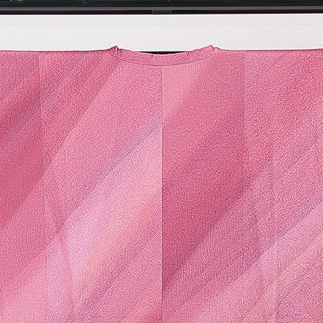 道行コート 袷 身丈82cm 裄丈65cm 正絹 Aランク Mサイズ フォーマル ポケットあり 縞 ピンク系 1263-15125