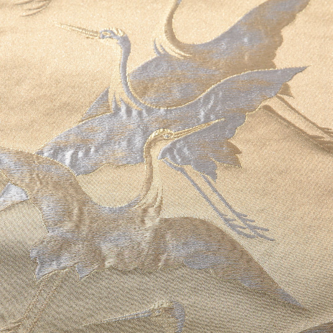 袋帯 帯丈424cm フォーマル 六通 Aランク 正絹 引箔 鶴 金系 1223-02121