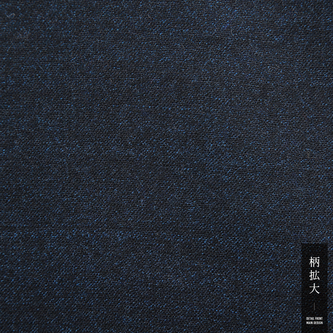 ウールの男着物（紬） 洗える着物 単衣 身丈141cm 裄丈67cm ウール Cランク Mサイズ 棒衿 カジュアル 居敷当て 肩当て 無地 紺系 1219-15763