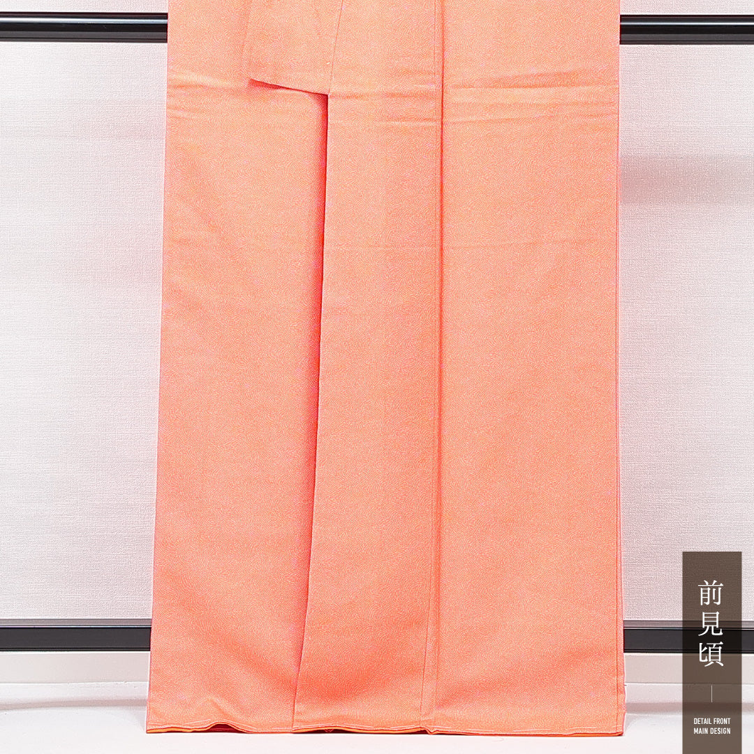 江戸小紋 (鮫) 袷 身丈165cm 裄丈65cm 正絹 Sランク インフォーマル 広衿 XLサイズ 朱系 RP 1220-15329