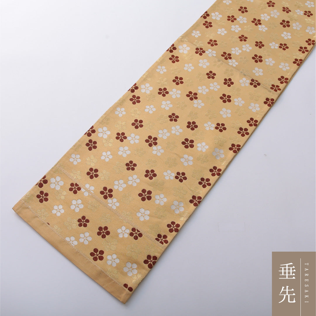九寸名古屋帯 Aランク 帯丈364cm 正絹 六通 開き仕立て 帯芯なし 織り セミフォーマル 梅鉢 金系 LP 1245-03627