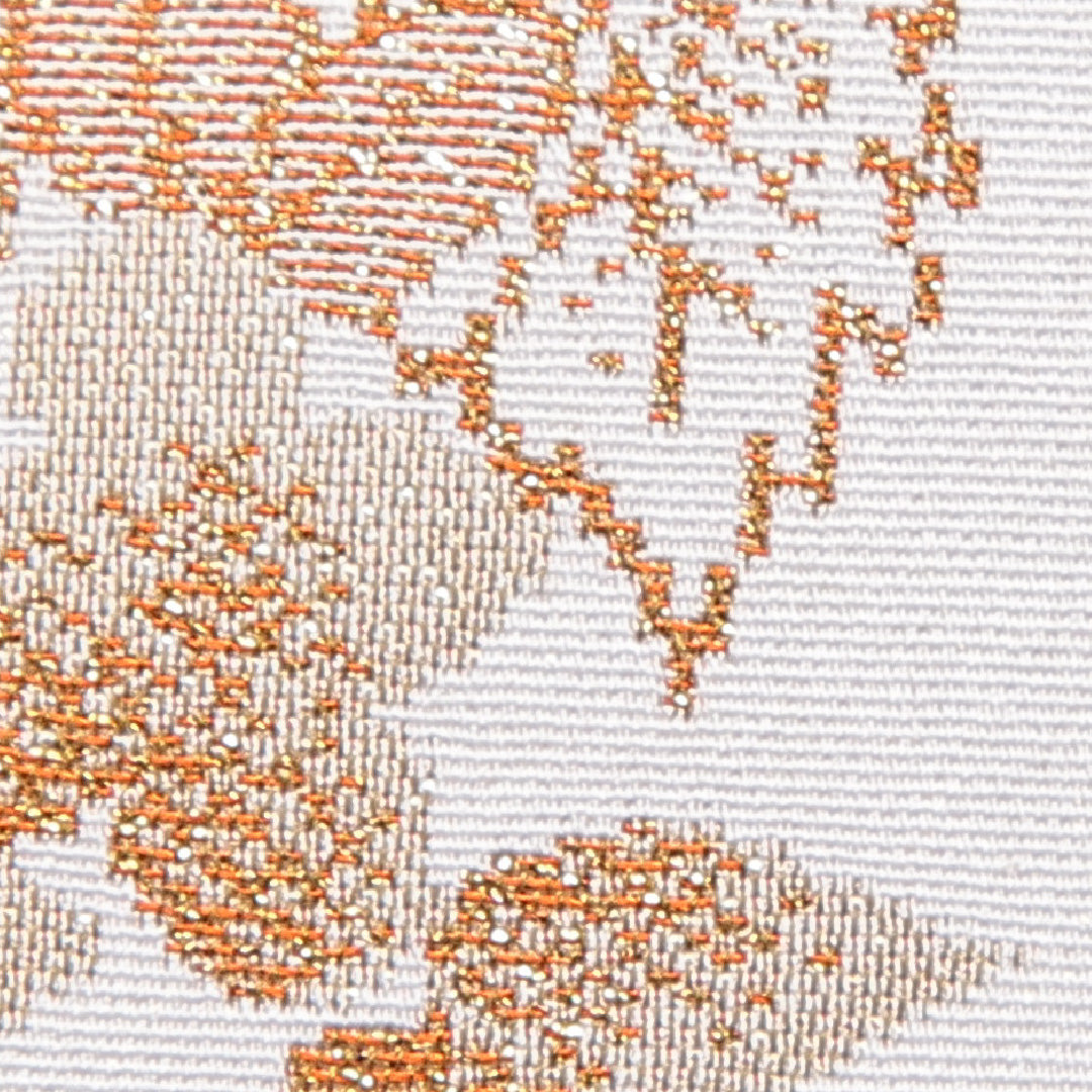 お召 袷 身丈152cm 裄丈63cm 正絹 Cランク Sサイズ 広衿 インフォーマル 牡丹 白系 金系 1265-15742