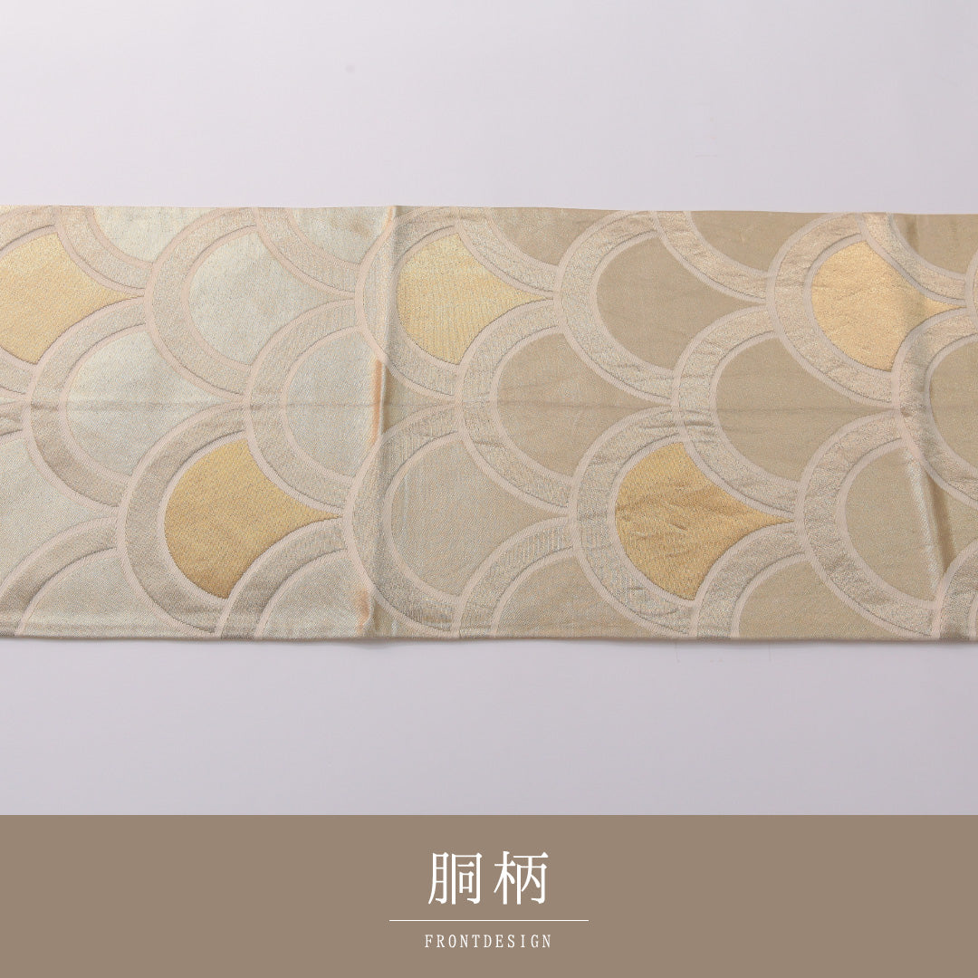 袋帯 帯丈416cm 正絹 全通 青海波 金系 1243-01928