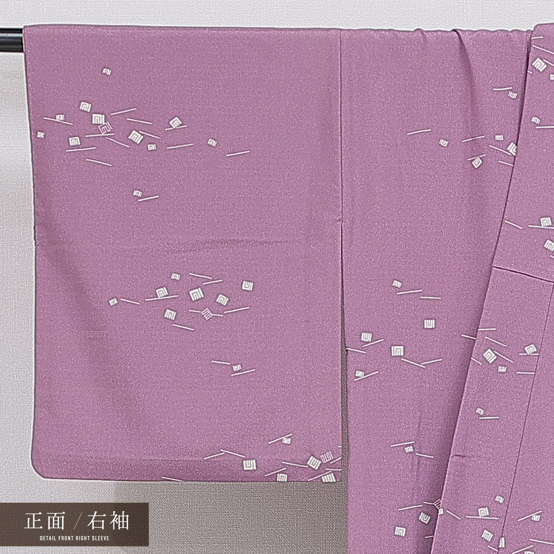 洗える着物 小紋 胴抜き 身丈150cm 裄丈61cm ポリエステル Sランク インフォーマル バチ衿 Sサイズ 源氏香 紫系 RP 1221-16224