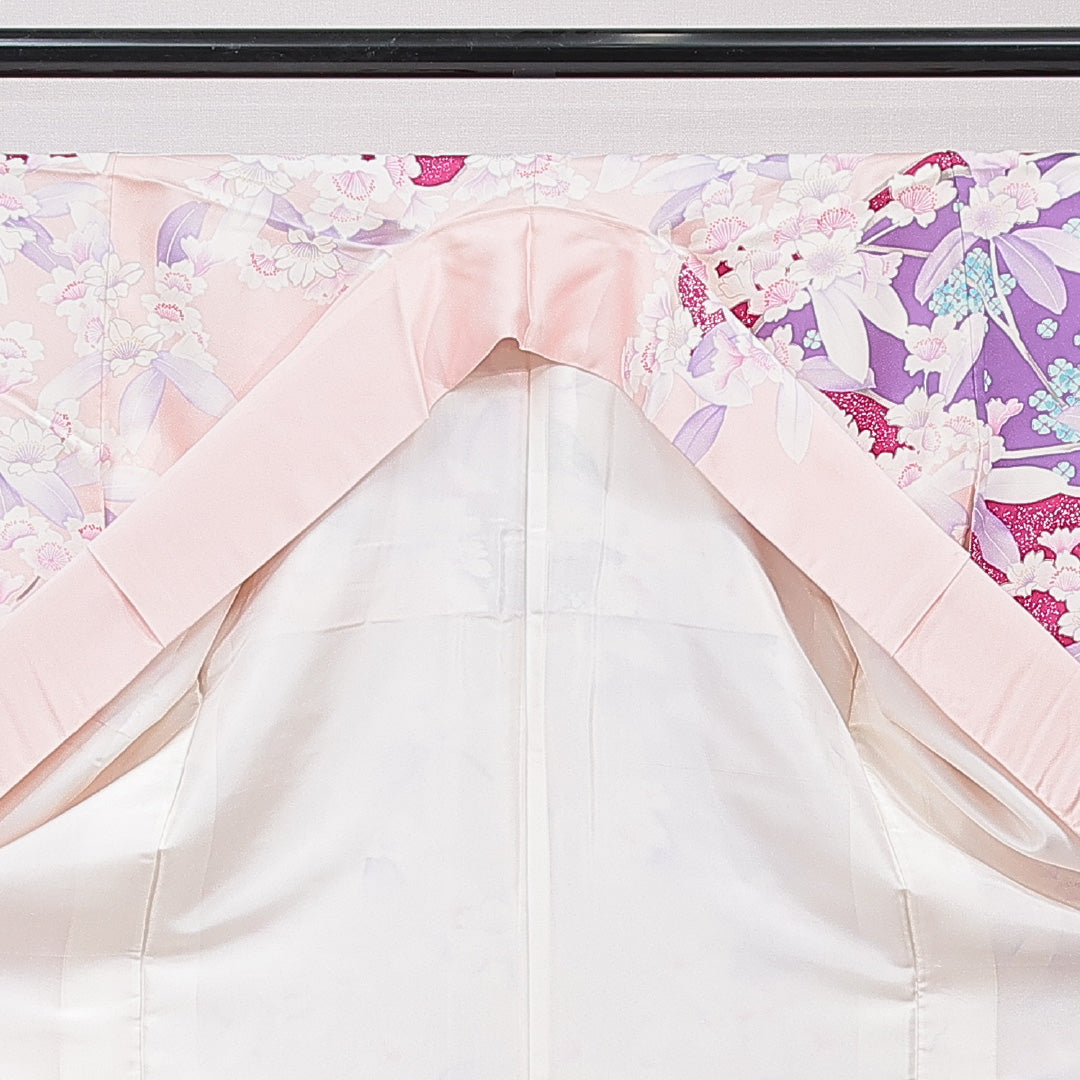 振袖 袷 身丈163cm 裄丈65cm フォーマル Aランク Lサイズ 正絹 広衿 桜 1213-F0731