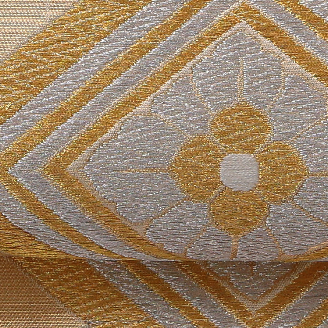 袋帯 帯丈420cm 正絹 六通 フォーマル 花菱 吉祥文様 金系 1243-01946