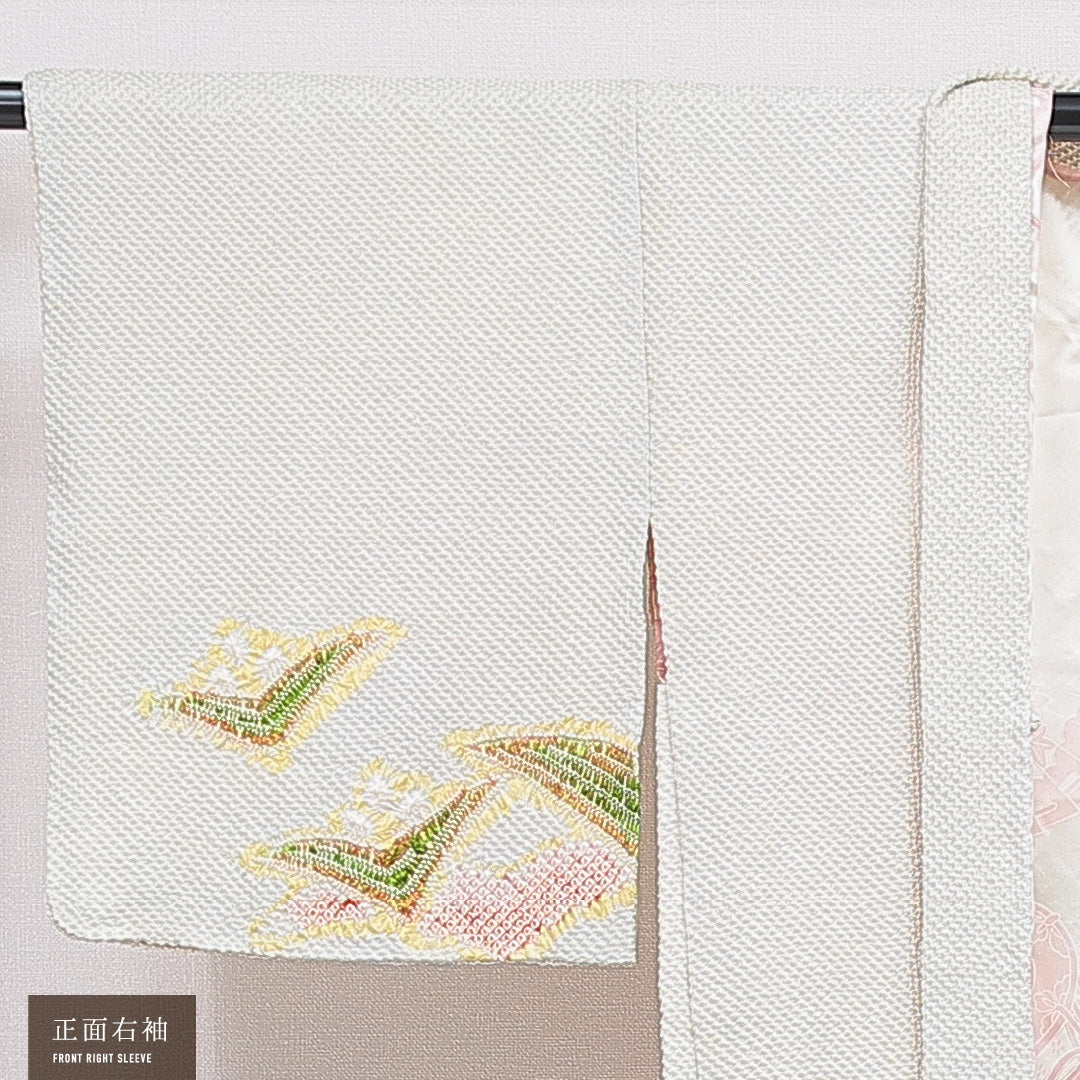 羽織 袷 身丈81cm 裄丈61cm 正絹 Sランク カジュアル Sサイズ 創作柄 クリーム系 RP 1232-16838