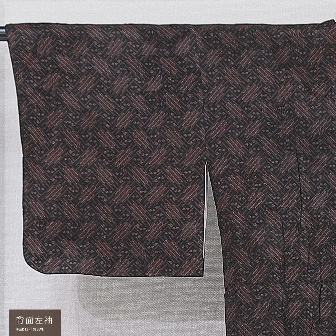 道行コート 袷 身丈77cm 裄丈60cm 正絹 Aランク カジュアル Sサイズ ポケットあり 抽象柄 紫系 RP 1237-15163