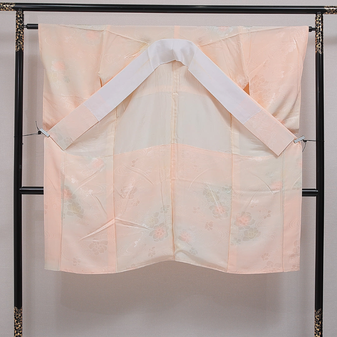 長襦袢 無双袖 身丈122cm 裄丈62cm 正絹 Cランク Sサイズ 椿 ピンク系 LP 1239-16622