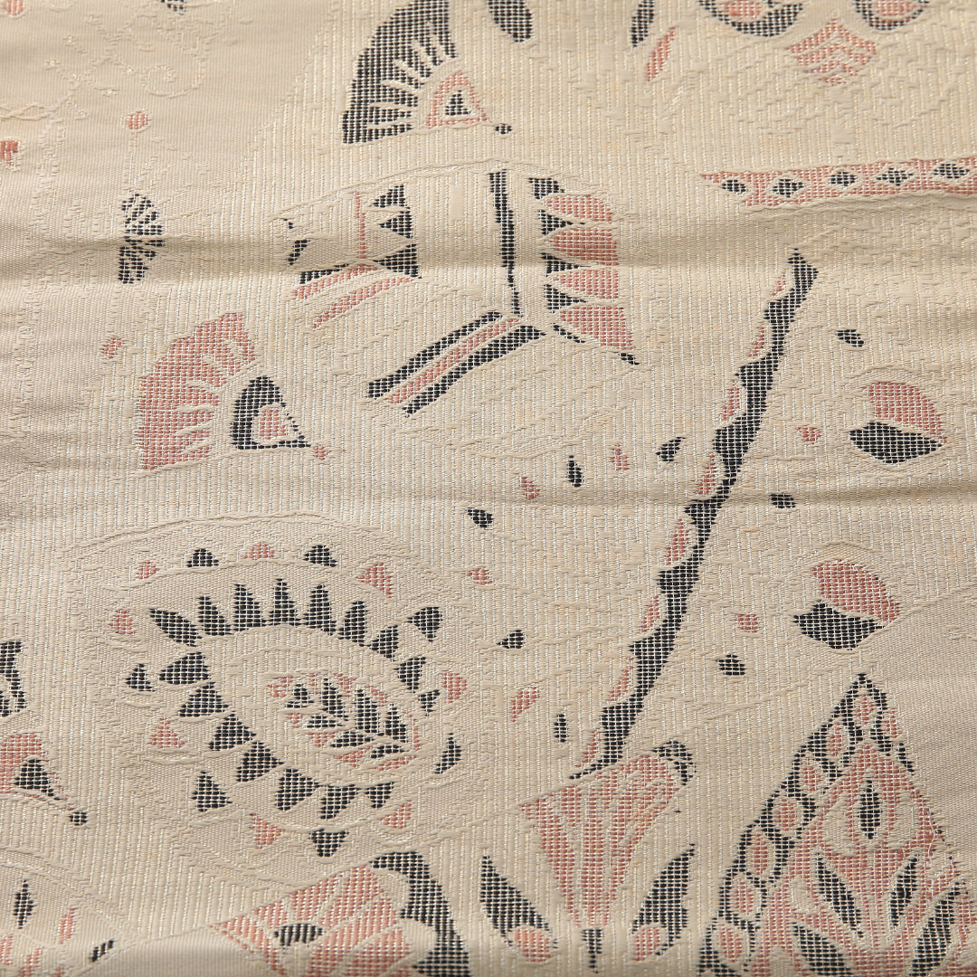 アンティーク 九寸名古屋帯 帯丈331cm 名古屋仕立て 六通 Bランク 正絹 創作柄 ベージュ系 1224-03939