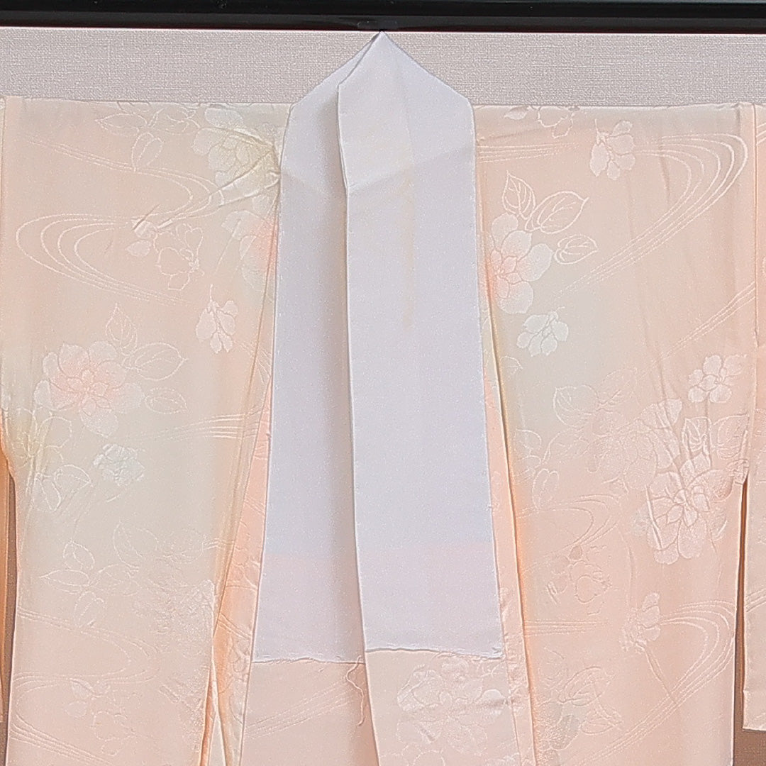 長襦袢 無双袖 身丈122cm 裄丈62cm 正絹 Cランク Sサイズ 椿 ピンク系 LP 1239-16622