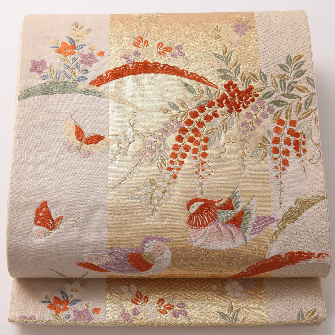 帯3787 ○高級 正絹 六通 袋帯 蝶々 蝶 女性着物帯・浴衣帯 |