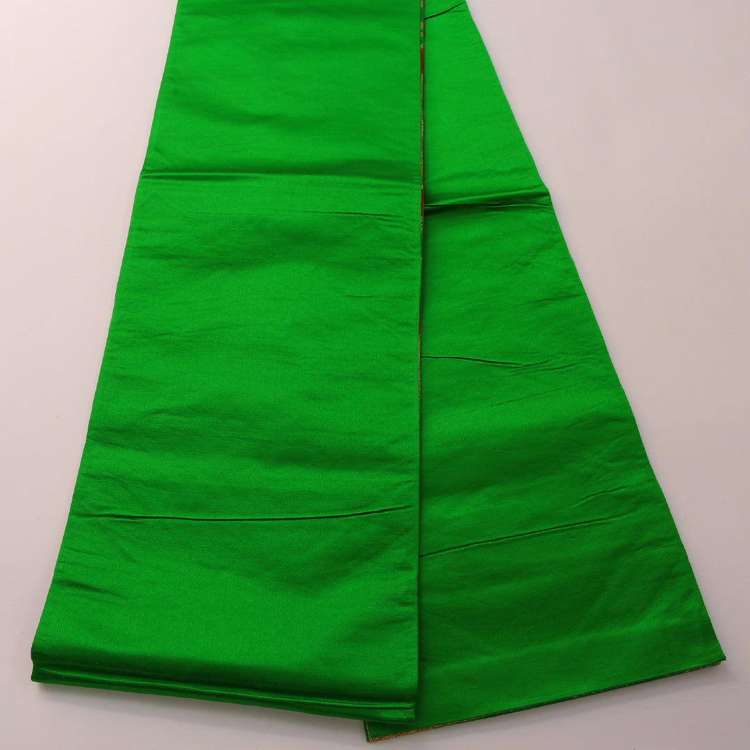 袋帯 帯丈408cm フォーマル 六通 Sランク 正絹 鶴 菊 緑系 金系 1223-01893