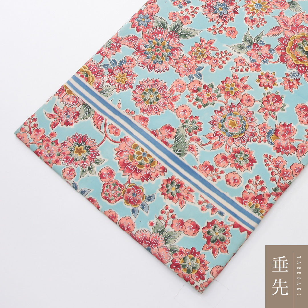 アンティーク 九寸名古屋帯 Aランク 帯丈337cm 正絹 全通 名古屋仕立て 染め 唐草華文 水色系 M4 1245-04017