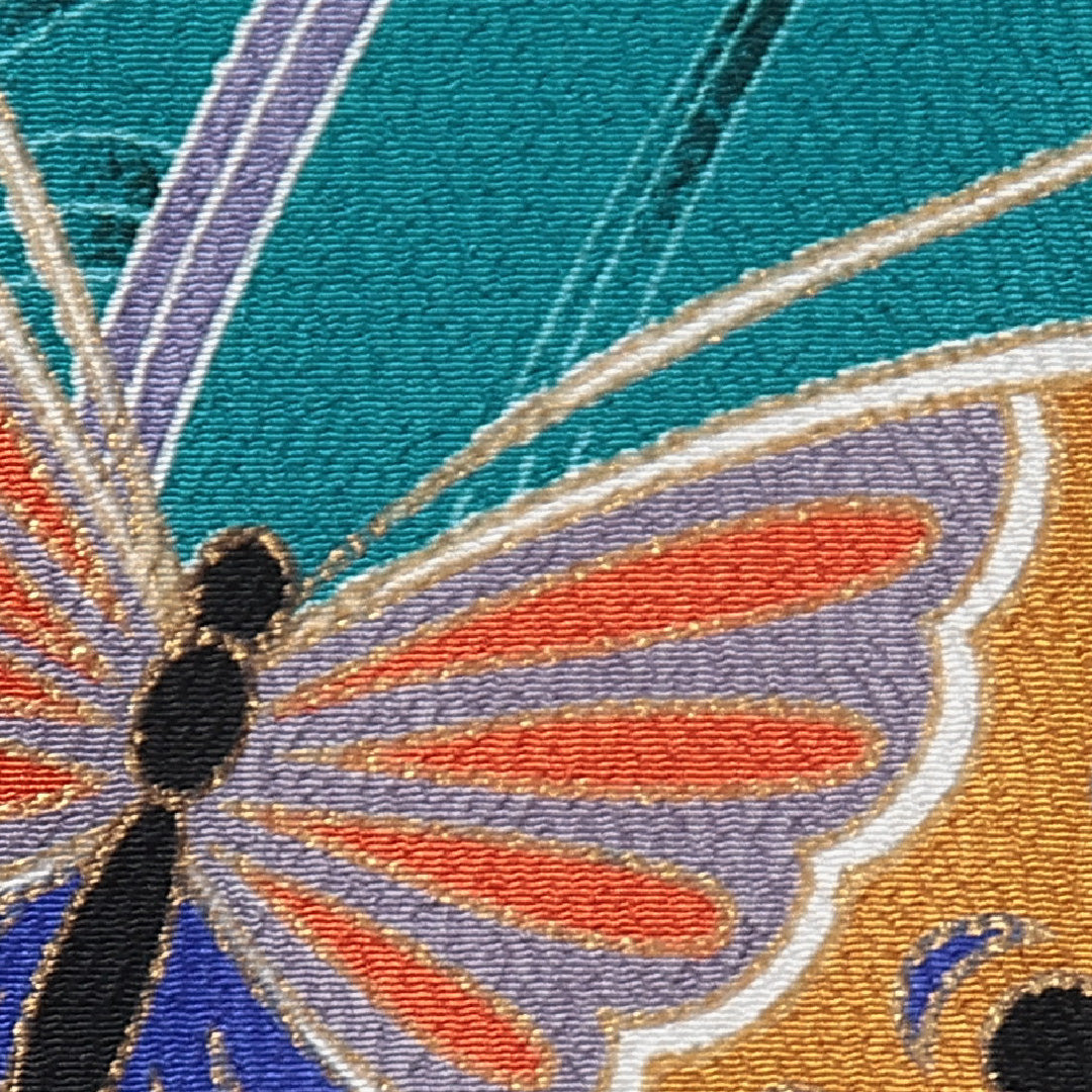 振袖 袷 身丈169cm 裄丈65cm フォーマル Aランク XLサイズ ポリエステル 洗える着物 広衿 蝶 菊 1213-F0717